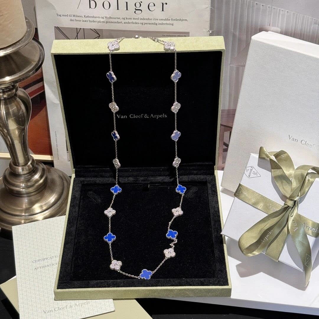Van Cleef & Arpels Alhambra Blue Enamel Necklace Van Cleef & Arpels Alhambra Blue Enamel Necklace